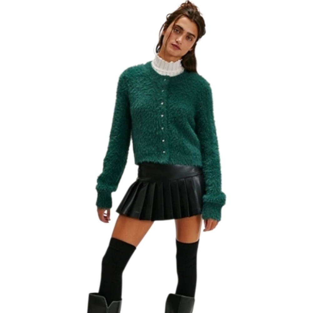 Free People Fuzzy Celeste Cardigan In Emerald Green, M, Holidays, Parties